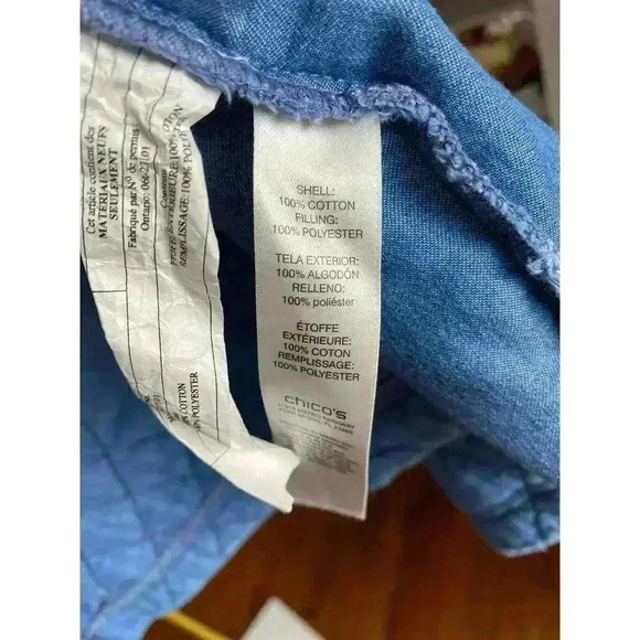 Chicos Quilted Denim Jacket Button Up Cottagecore Cozy Gorpcore Granola Fall Y2K - Picture 10 of 11